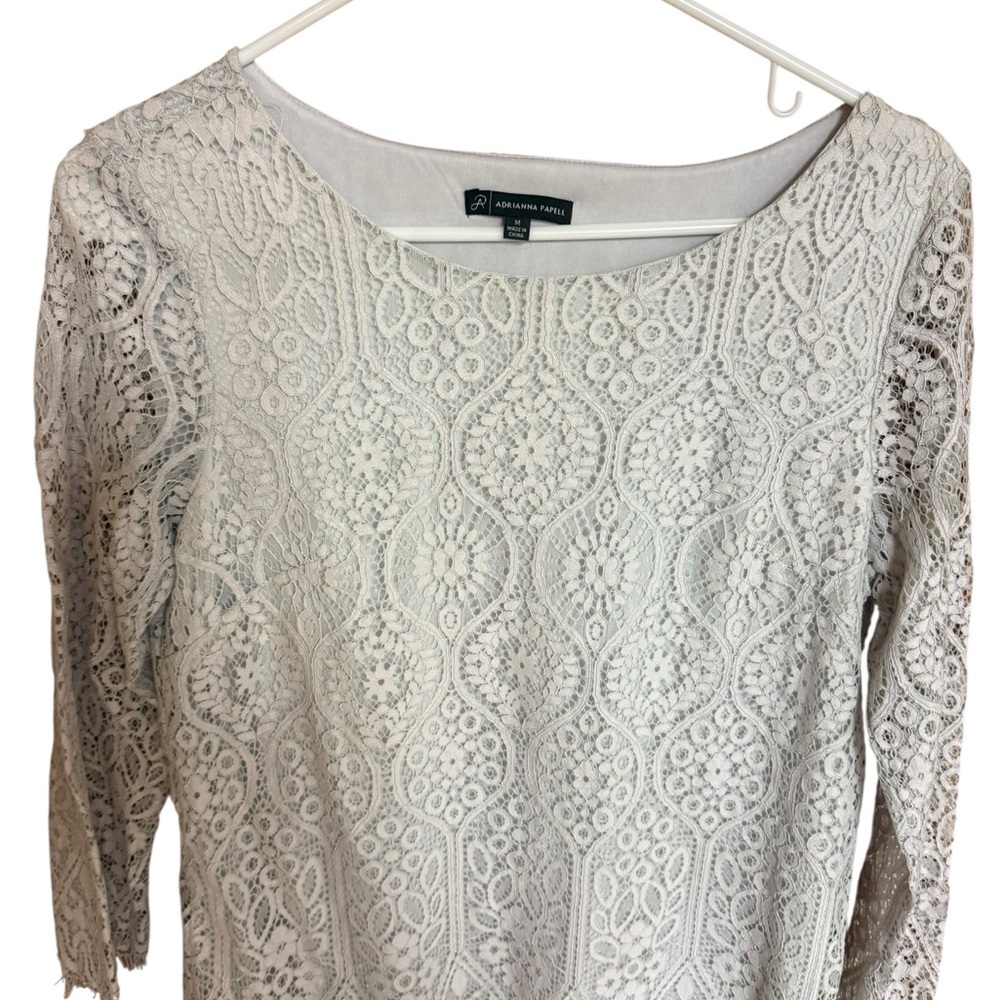 Adrienne Vittadini Gray Lace Blouse